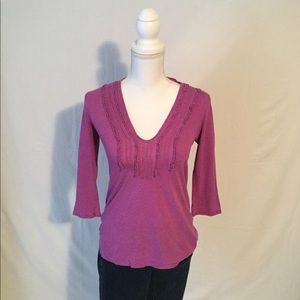Gap Magenta Long Sleeve Tee with Ruffle Sz Small